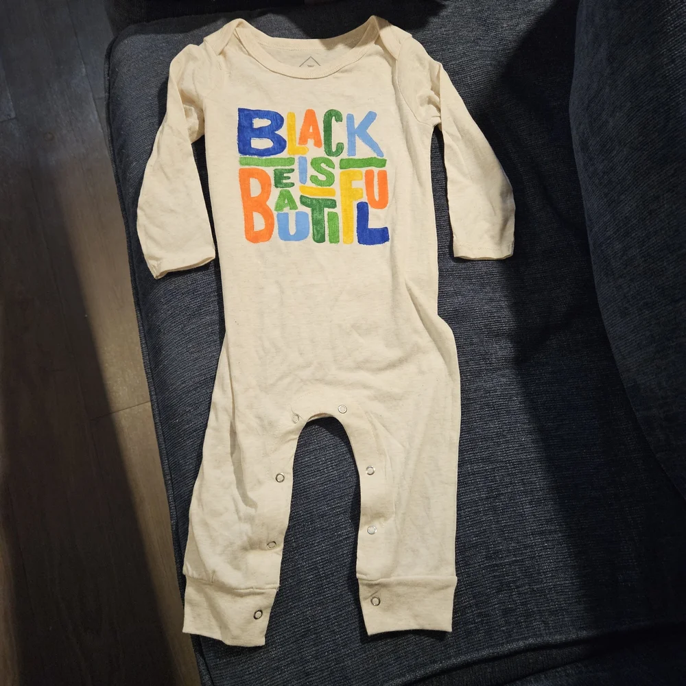 Well Worn Baby Romper 18M “Black Is Beautiful” Long Sleeve Graphic Bodysuit